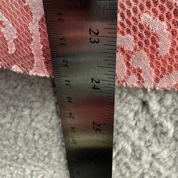 Say What? Womens Y2K Crop Top Large Pink Rose Lace Mesh Bell Sleeve‎ Festival - Picture 10 of 10